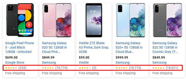 examples of product reviews and ratings on smartphones