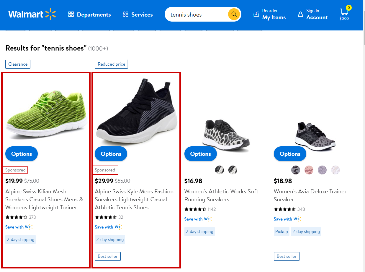 Search In-Grid Placement - Walmart Sponsored Product Ads