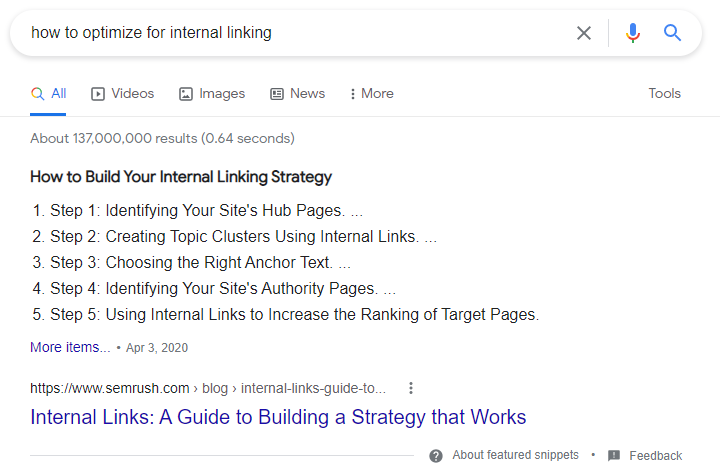 listing featured snippets