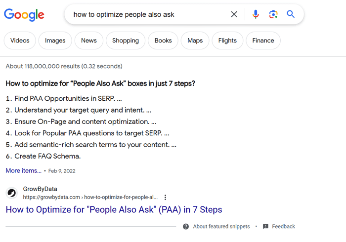how to optimize for people also ask - google featured snippets