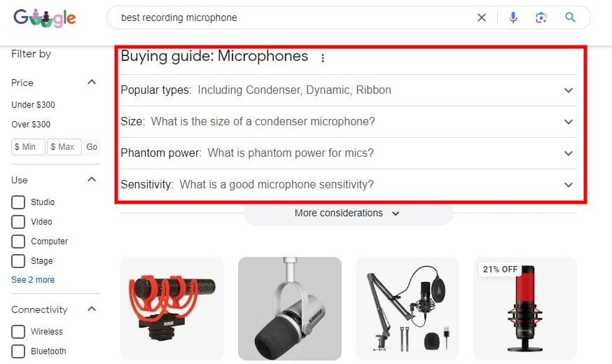 buying guide - google serp feature