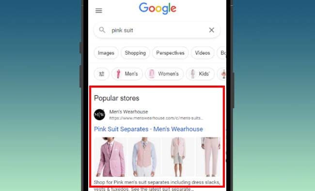 popular stores - google serp features