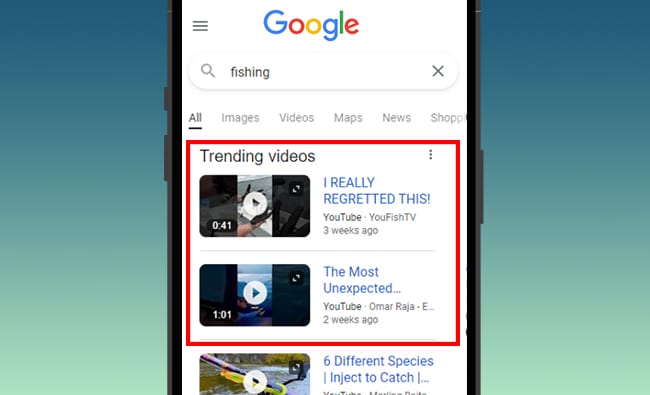 trending videos - serp features
